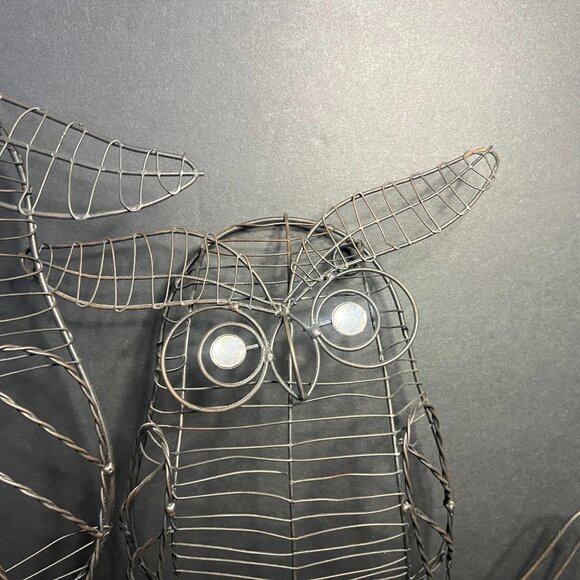 Decorative Metal Wire Owls w/ White Gem Eyes on a Branch Wall Art 12.75 x 18" - Picture 5 of 8